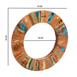 Wyld Haus Seattle Reclaimed Wood Large Round Mirror Frame - thumbnail 3