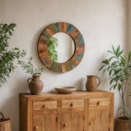 Wyld Haus Seattle Reclaimed Wood Large Round Mirror Frame