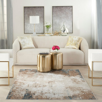 Cream Multi Abstract Modern Rug Easy To Clean Living Room And Bedroom-274Cm X 366Cm - image 1