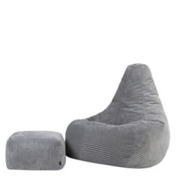 Icon Dalton Xl Jumbo Cord Recliner Bean Bag And Footstool, Grey - thumbnail 3