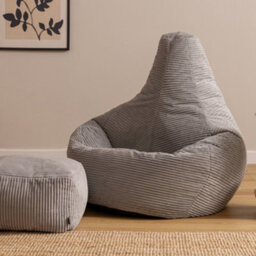 Icon Dalton Xl Jumbo Cord Recliner Bean Bag And Footstool, Grey - thumbnail 1