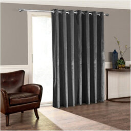Moonlight Bedding Velvet Ring Top Curtain-Fully Lined Blackout Single Panel,thermal Sliding Glass Door Curtain(Charcoal,66X84Inch) - thumbnail 1
