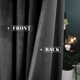 Moonlight Bedding Velvet Ring Top Curtain-Fully Lined Blackout Single Panel,thermal Sliding Glass Door Curtain(Charcoal,66X84Inch) - thumbnail 3