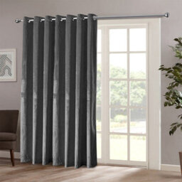 Moonlight Bedding Velvet Ring Top Curtain-Fully Lined Blackout Single Panel,thermal Sliding Glass Door Curtain(Charcoal,66X84Inch) - thumbnail 8