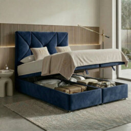 DS Living Eclipse Dark Blue Ottoman Bed - Divan Bed Frame - thumbnail 2