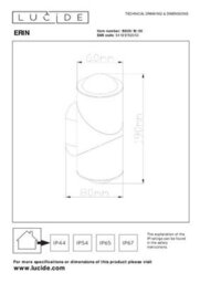 Lucide Erin Wall Spotlight, Wall Light Outdoor - Led 2700K Ip65 - Black - thumbnail 7