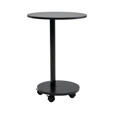 Black 2 Tier Modern Round Storage Side Table W/4 Wheels And Metal Legs - image 1