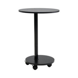 Black 2 Tier Modern Round Storage Side Table W/4 Wheels And Metal Legs - thumbnail 1