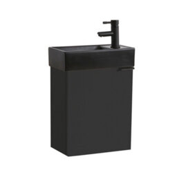 Homestylestore 400mm Black Grey Wall Hung Bathroom Vanity Unit Black Basin And Black Finger Pull Handle - thumbnail 1