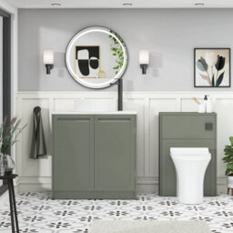 Royal Bathrooms Royal Bathroom Elmore 800mm Matt Green Freestanding Bathroom Vanity Unit 2 Door With Carrara White Undrilled Worktop & No Basin - thumbnail 5