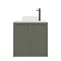 Royal Bathrooms Royal Bathroom Elmore 800mm Matt Green Freestanding Bathroom Vanity Unit 2 Door With Carrara White Undrilled Worktop & No Basin - thumbnail 7
