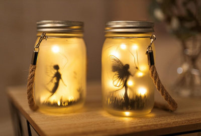 Marco Paul 2Pc Solar Powered Hanging Fairy Lantern Frosted Glass With 30 Leds - image 1