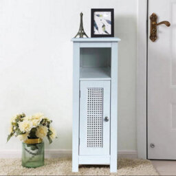 Aspect Furniture Vera Faux Rattan Slimline Bathroom Storage Cabinet,white - thumbnail 1