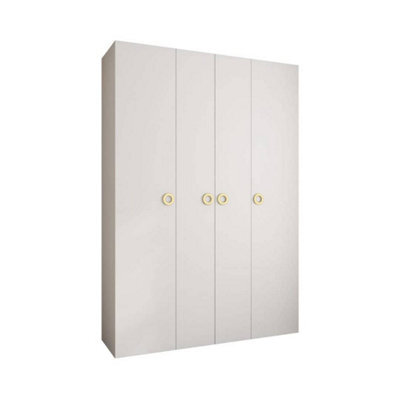 Arte Stylish White Como I Hinged Door Wardrobe H2460mm W1700mm D500mm, Four Doors, Sixteen Shelves, Two Hanging Rails, Gold Handles - image 1
