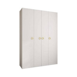 Arte Stylish White Como I Hinged Door Wardrobe H2460mm W1700mm D500mm, Four Doors, Sixteen Shelves, Two Hanging Rails, Gold Handles - thumbnail 1