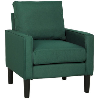 Removable Pillow Linen Accent Chair, Dark Green - image 1
