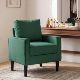 Removable Pillow Linen Accent Chair, Dark Green - thumbnail 3