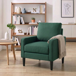 Removable Pillow Linen Accent Chair, Dark Green - thumbnail 6