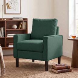 Removable Pillow Linen Accent Chair, Dark Green - thumbnail 5