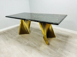 Stratus Interiors Ravello 1.8M Black Marble Dining Table Gold Stand - 180 Cm X 90 Cm X 76 Cm - thumbnail 6