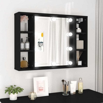 Walplus Mirror Cabinet With Led Black 76X15X55 Cm - image 1