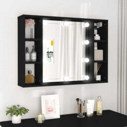 Walplus Mirror Cabinet With Led Black 76X15X55 Cm - thumbnail 1