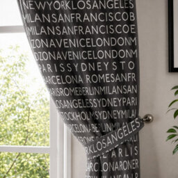"Smart Living Neon Cities Curtains Pair With Tie Backs - Urban City Print- Grey - 66""x72""" - thumbnail 2