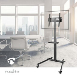 "Nedis Tv Lcd Screen Floor Stand Trolley 32 - 55"" Home Store Office Exhibitions, Premium Column Design, Adjustable - Black" - thumbnail 8