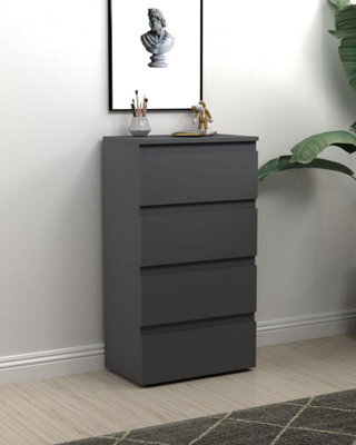 Spot On Dealz 4 Drawer Chest Of Drawers For Bedroom Modern Slim Side Storage Display Nightstand Cabinets Grey - image 1