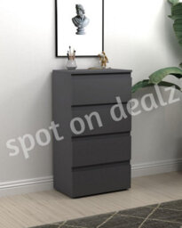 Spot On Dealz  4 Drawer Chest Of Drawers For Bedroom Modern Slim Side Storage Display Nightstand Cabinets Grey - thumbnail 4