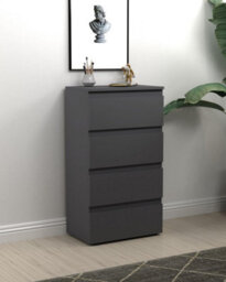 Spot On Dealz  4 Drawer Chest Of Drawers For Bedroom Modern Slim Side Storage Display Nightstand Cabinets Grey - thumbnail 6