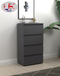 Spot On Dealz  4 Drawer Chest Of Drawers For Bedroom Modern Slim Side Storage Display Nightstand Cabinets Grey - thumbnail 2