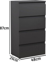 Spot On Dealz  4 Drawer Chest Of Drawers For Bedroom Modern Slim Side Storage Display Nightstand Cabinets Grey - thumbnail 3