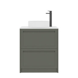Royal Bathrooms Royal Bathroom Elmore 700mm Matt Green Freestanding Vanity Unit 2 Drawer With Plain White Worktop & No Basin - thumbnail 7
