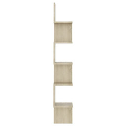Berkfield Wall Corner Shelf Sonoma Oak 20X20X127.5 Cm Engineered Wood - thumbnail 3
