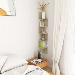 Berkfield Wall Corner Shelf Sonoma Oak 20X20X127.5 Cm Engineered Wood - thumbnail 5