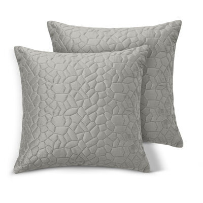 Ameha Silver Embossed Pebbles Velvet Cushion Cover, 18X18 Inch, Pack Of 2, Ultra Soft, Breathable & Hypoallergenic
