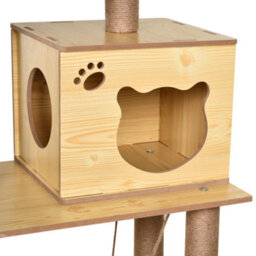 Pawhut 130Cm Cat Tree For Large Cats With Scratching Posts Toy Ball Yellow - thumbnail 7