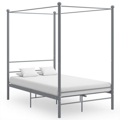 Vidaxl Canopy Bed Frame Without Mattress Grey Metal 120X200 Cm - image 1