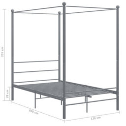 Vidaxl Canopy Bed Frame Without Mattress Grey Metal 120X200 Cm - thumbnail 6