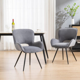 More4Homes Lily Modern Velvet Dining Chair Padded Seat Metal Leg Kitchen 2 Pcs (Grey) - thumbnail 1