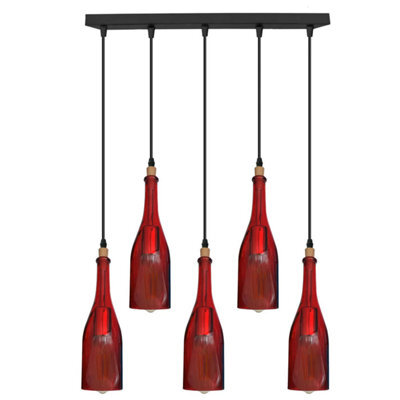 Classic Cluster Pendant Light With Glass Shades Wine Bottle 5 Pendant Light Lamp - image 1