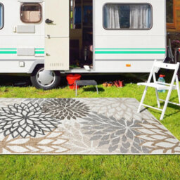 Homeart Outdoor Indoor Rug, Easy Clean, Uv Weather Resistant Rug For Patio, Gardenbellis Black, Beige,80X150Cm - thumbnail 3