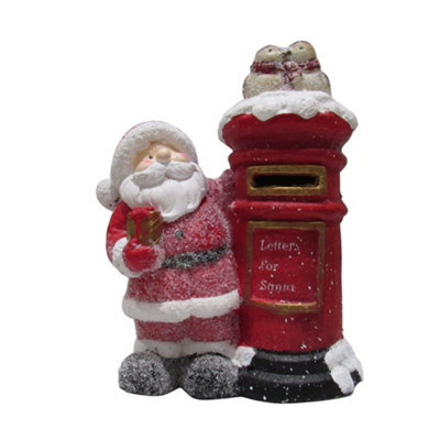 SecureFix Direct Santa Letter Box Christmas Figurine (Traditional Xmas Postbox Decoration Mail) - image 1