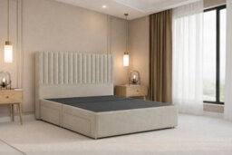 "Nexus Amalfi Cream Plush Divan Bed Base No Drawers With 54"" Floor Standing Headboard 6' Super King" - thumbnail 1