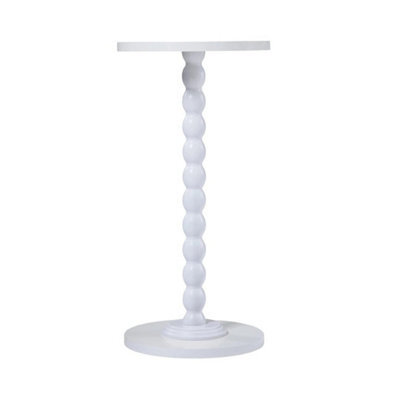 White Sofa Side Table Small Round Pedestal Table Wood End Table Nightstand Plant Stand - image 1