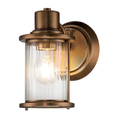 Luminosa Lighting Elstead Quoizel Riggs Wall Lamp Weathered Brass, Ip44