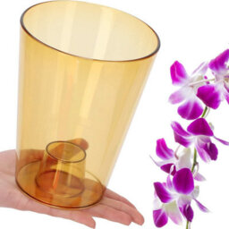 B2C Plant Orchid Pot Plastic  Gloss Oval Planter 12 Cm Honey Round