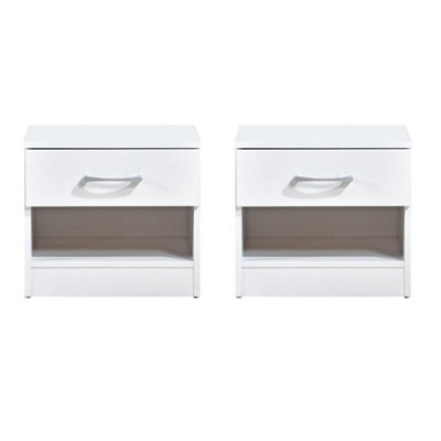 Swish Furniture Pair Of White Bedside Chest Of Drawers Bedroom 1 Drawer Cabinet Nightstand