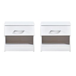 Swish Furniture Pair Of White Bedside Chest Of Drawers Bedroom 1 Drawer Cabinet Nightstand - thumbnail 1